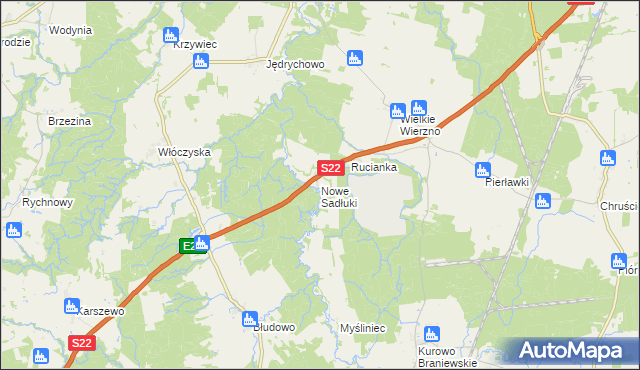 mapa Nowe Sadłuki gmina Młynary, Nowe Sadłuki gmina Młynary na mapie Targeo