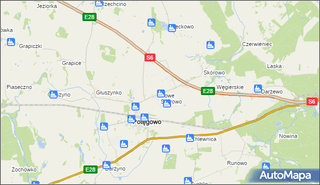 mapa Nowe Skórowo, Nowe Skórowo na mapie Targeo