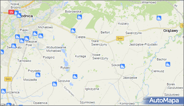 mapa Nowe Świerczyny, Nowe Świerczyny na mapie Targeo