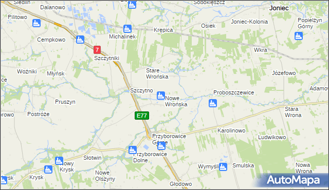 mapa Nowe Wrońska, Nowe Wrońska na mapie Targeo