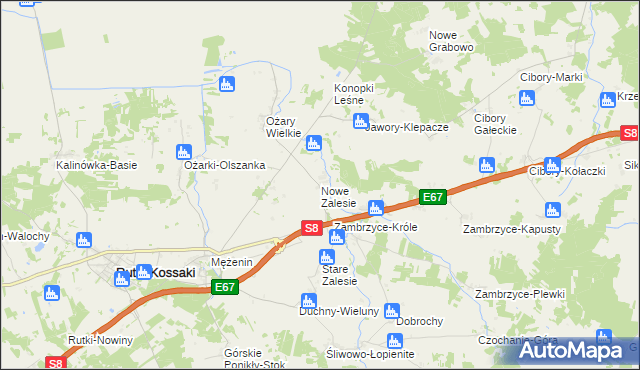 mapa Nowe Zalesie gmina Rutki, Nowe Zalesie gmina Rutki na mapie Targeo