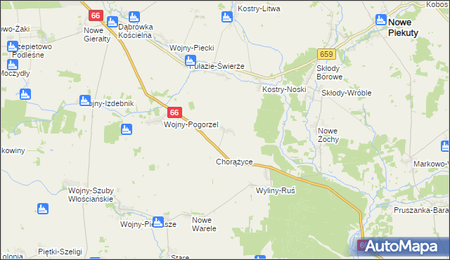 mapa Nowe Zalesie gmina Szepietowo, Nowe Zalesie gmina Szepietowo na mapie Targeo