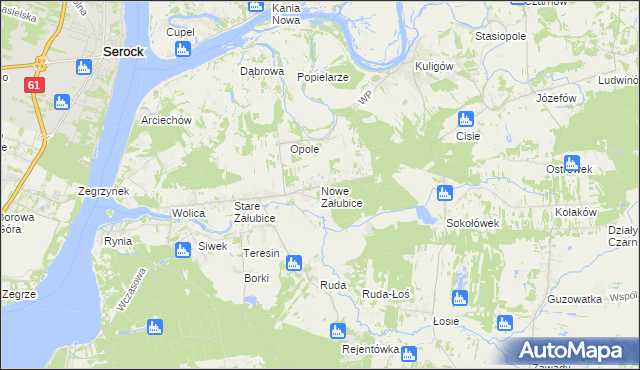 mapa Nowe Załubice, Nowe Załubice na mapie Targeo