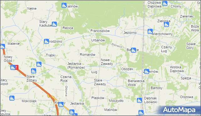 mapa Nowe Zawady, Nowe Zawady na mapie Targeo