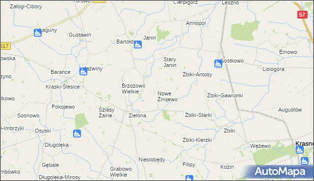 mapa Nowe Żmijewo, Nowe Żmijewo na mapie Targeo