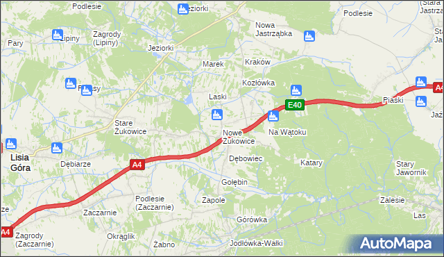 mapa Nowe Żukowice, Nowe Żukowice na mapie Targeo