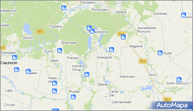 mapa Nowogród gmina Golub-Dobrzyń, Nowogród gmina Golub-Dobrzyń na mapie Targeo