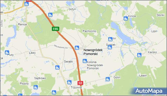 mapa Nowogródek Pomorski, Nowogródek Pomorski na mapie Targeo