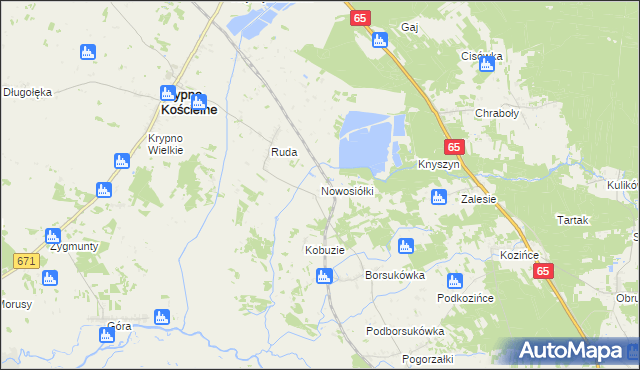 mapa Nowosiółki gmina Dobrzyniewo Duże, Nowosiółki gmina Dobrzyniewo Duże na mapie Targeo