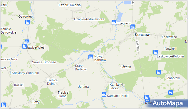 mapa Nowy Bartków, Nowy Bartków na mapie Targeo