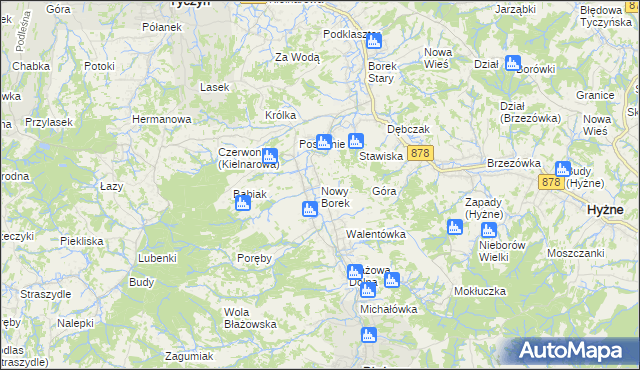 mapa Nowy Borek gmina Błażowa, Nowy Borek gmina Błażowa na mapie Targeo