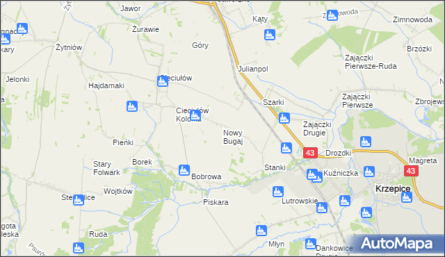 mapa Nowy Bugaj, Nowy Bugaj na mapie Targeo