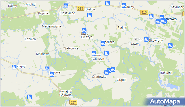 mapa Nowy Cieszyn, Nowy Cieszyn na mapie Targeo