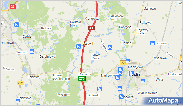 mapa Nowy Dwór gmina Pelplin, Nowy Dwór gmina Pelplin na mapie Targeo