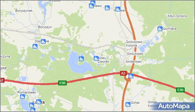 mapa Nowy Dworek gmina Świebodzin, Nowy Dworek gmina Świebodzin na mapie Targeo