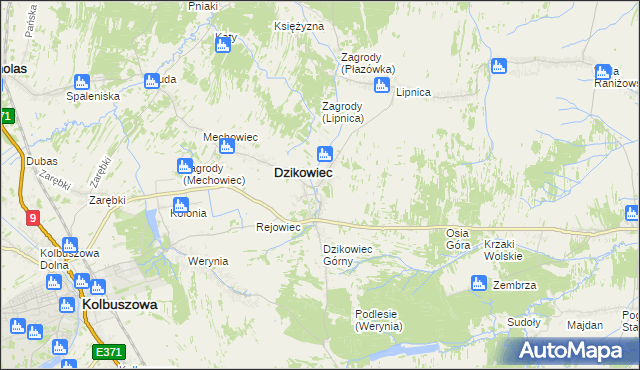 mapa Nowy Dzikowiec, Nowy Dzikowiec na mapie Targeo