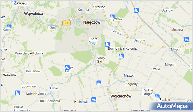 mapa Nowy Gaj gmina Wojciechów, Nowy Gaj gmina Wojciechów na mapie Targeo
