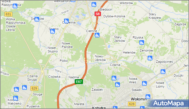 mapa Nowy Janków, Nowy Janków na mapie Targeo