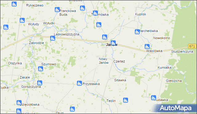 mapa Nowy Janów gmina Janów, Nowy Janów gmina Janów na mapie Targeo