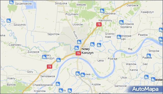 mapa Nowy Korczyn, Nowy Korczyn na mapie Targeo