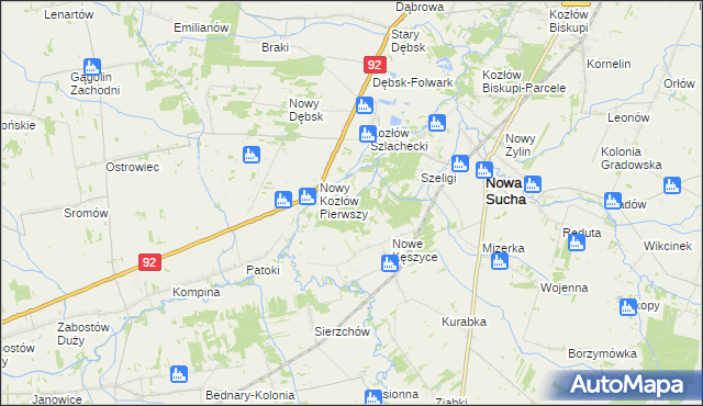 mapa Nowy Kozłów Drugi, Nowy Kozłów Drugi na mapie Targeo