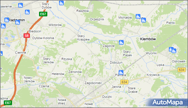 mapa Nowy Kraszew, Nowy Kraszew na mapie Targeo