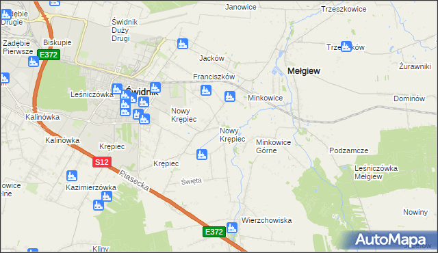 mapa Nowy Krępiec, Nowy Krępiec na mapie Targeo