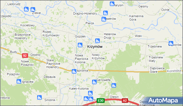 mapa Nowy Krzymów, Nowy Krzymów na mapie Targeo