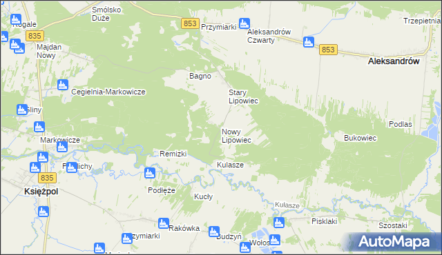 mapa Nowy Lipowiec, Nowy Lipowiec na mapie Targeo