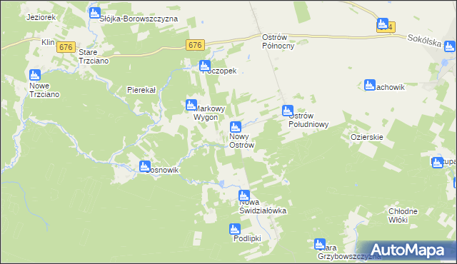 mapa Nowy Ostrów gmina Szudziałowo, Nowy Ostrów gmina Szudziałowo na mapie Targeo