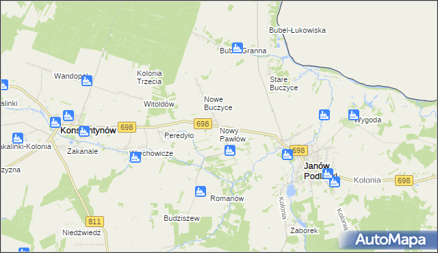 mapa Nowy Pawłów, Nowy Pawłów na mapie Targeo