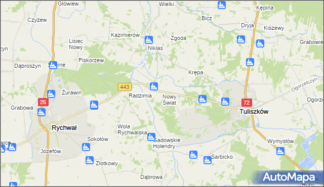 mapa Nowy Świat gmina Tuliszków, Nowy Świat gmina Tuliszków na mapie Targeo