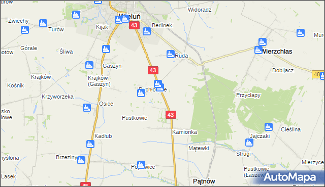 mapa Nowy Świat gmina Wieluń, Nowy Świat gmina Wieluń na mapie Targeo