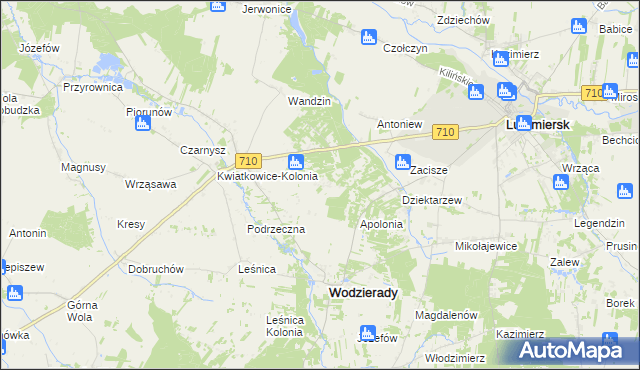 mapa Nowy Świat gmina Wodzierady, Nowy Świat gmina Wodzierady na mapie Targeo