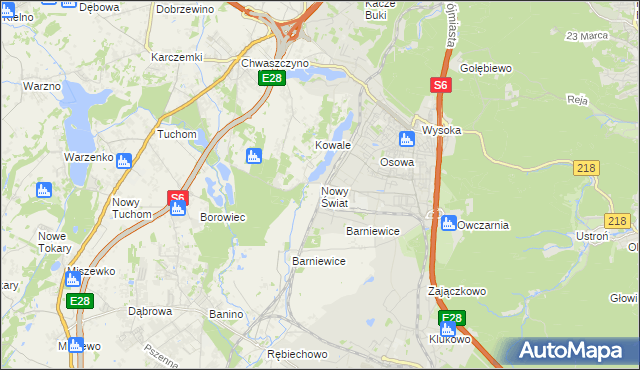 mapa Nowy Świat gmina Żukowo, Nowy Świat gmina Żukowo na mapie Targeo