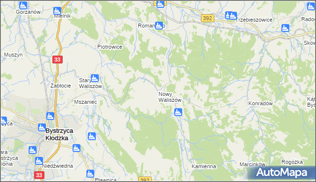 mapa Nowy Waliszów, Nowy Waliszów na mapie Targeo