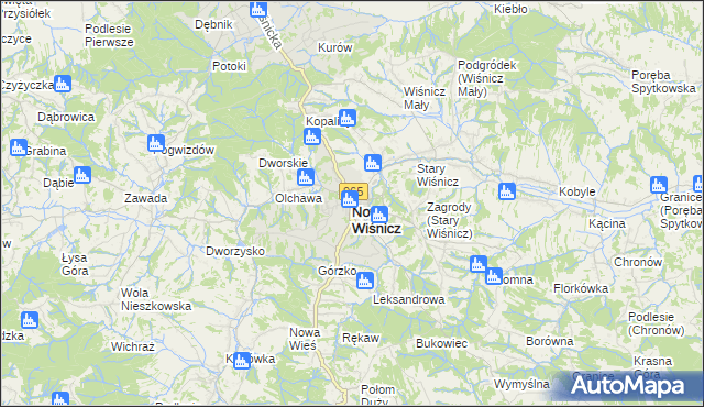 mapa Nowy Wiśnicz, Nowy Wiśnicz na mapie Targeo