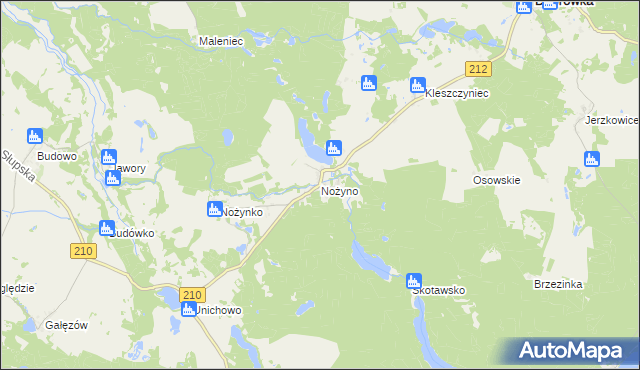 mapa Nożyno, Nożyno na mapie Targeo