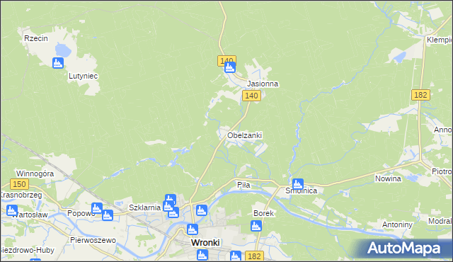 mapa Obelzanki, Obelzanki na mapie Targeo