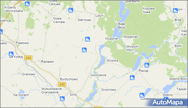 mapa Objezierze gmina Chojnice, Objezierze gmina Chojnice na mapie Targeo