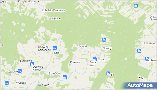 mapa Obórki gmina Jednorożec, Obórki gmina Jednorożec na mapie Targeo