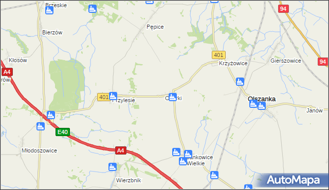 mapa Obórki gmina Olszanka, Obórki gmina Olszanka na mapie Targeo