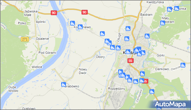 mapa Obory gmina Kwidzyn, Obory gmina Kwidzyn na mapie Targeo