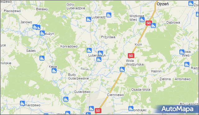 mapa Obrąb gmina Ojrzeń, Obrąb gmina Ojrzeń na mapie Targeo