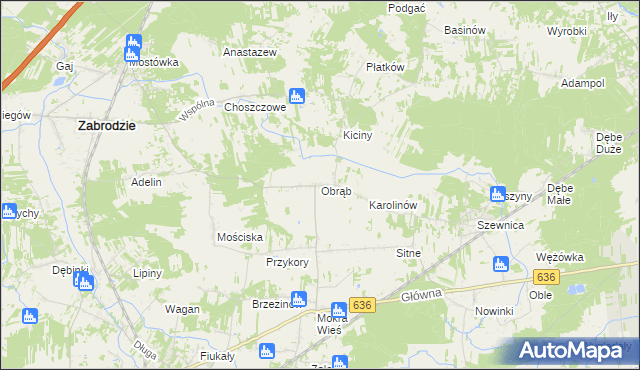 mapa Obrąb gmina Zabrodzie, Obrąb gmina Zabrodzie na mapie Targeo