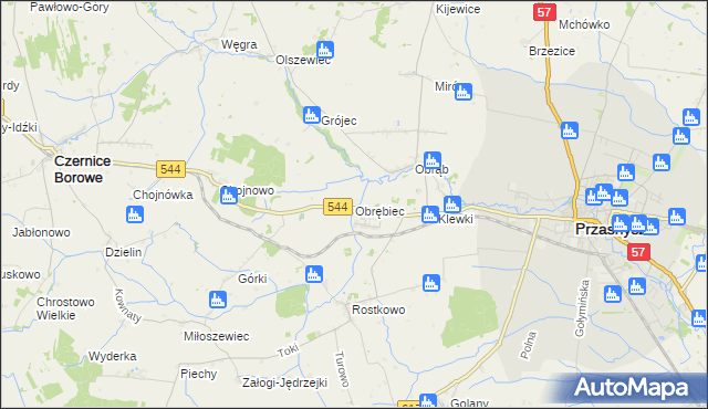 mapa Obrębiec, Obrębiec na mapie Targeo