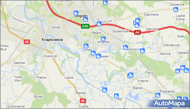 mapa Obrowiec gmina Gogolin, Obrowiec gmina Gogolin na mapie Targeo