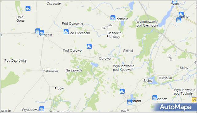 mapa Obrowo gmina Kęsowo, Obrowo gmina Kęsowo na mapie Targeo