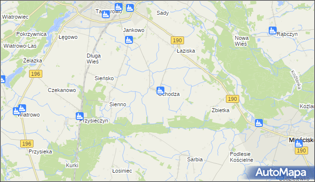 mapa Ochodza gmina Wągrowiec, Ochodza gmina Wągrowiec na mapie Targeo