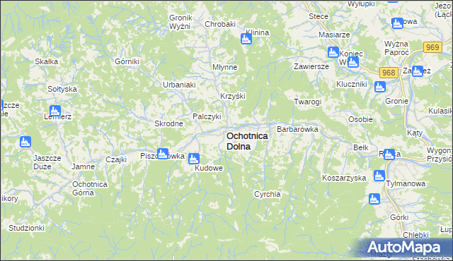 mapa Ochotnica Dolna, Ochotnica Dolna na mapie Targeo